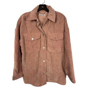 Dex Corduroy Shacket Dusty Rose Pink Oversized Button Down Jacket Small‎